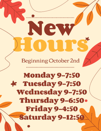 New Hours Sign